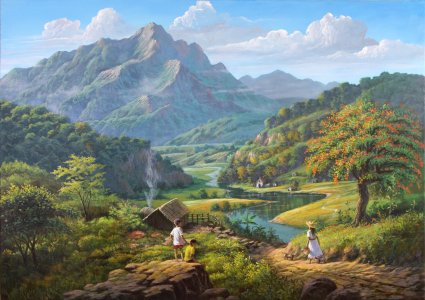 Going to Church - Landscape Painting